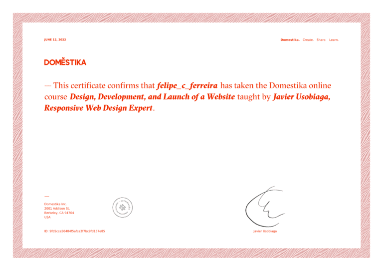 WebDev Certificate by Javier Usobiaga