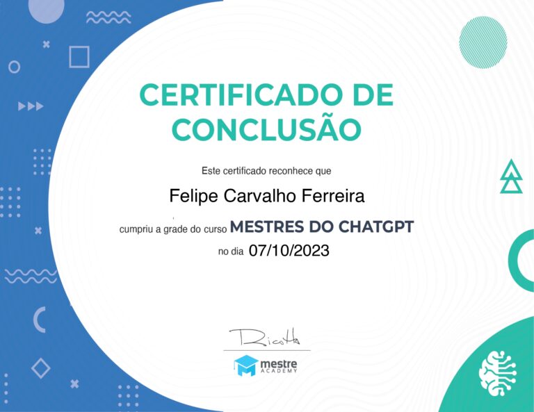 Certifcado Mestres do ChatGPT