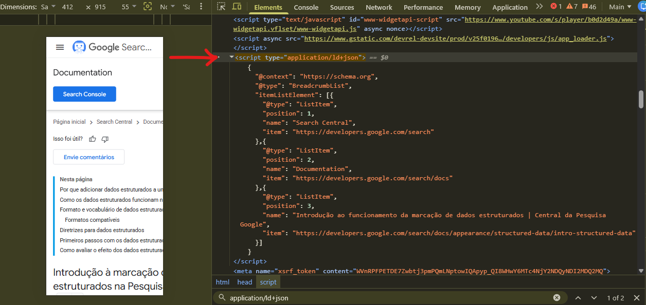 imagem exemplo json-ld site google